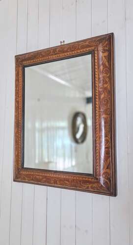Late 17th Century William and Mary Walnut and marquetry cushion frame Mirror