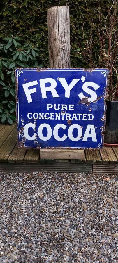 C1900 Fry's Cocoa Enamel advertising sign