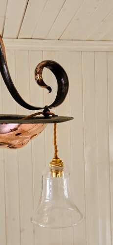 C1890 Birmingham School Arts & Crafts movement brass and copper Ceiling Light