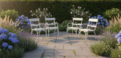 Four French Wrought Iron Garden chairs c1910