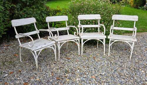 Four French Wrought Iron Garden chairs c1910