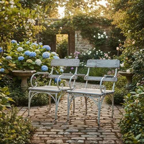 Four French Wrought Iron Garden chairs c1910