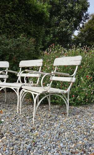 Four French Wrought Iron Garden chairs c1910