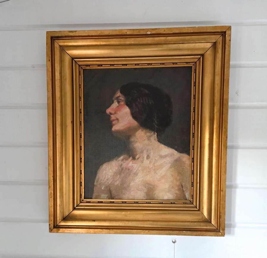 Early 20th Century Oil on Canvas portrait of a young woman