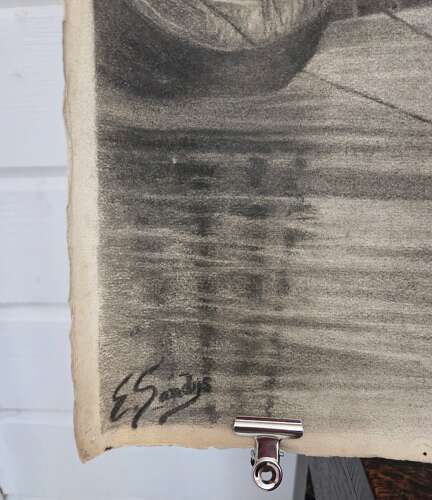 Emma Sandys 1843-1877 British. Charcoal 'The River, Wicklow' signed
