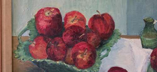 20th century Red Apples still life oil on canvas