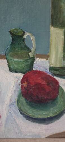20th century Red Apples still life oil on canvas