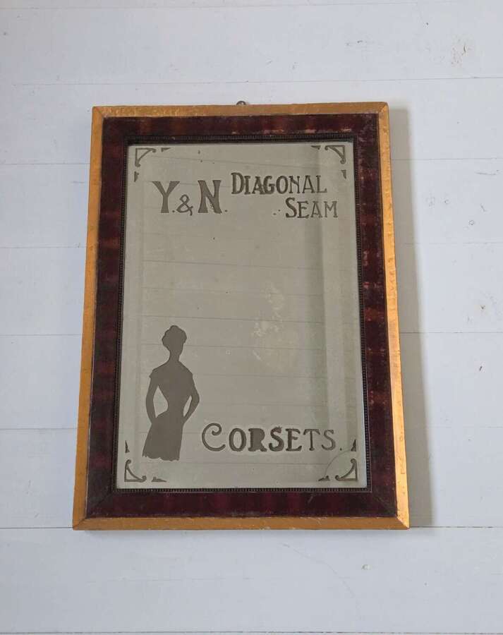 A Rare original Edwardian Y&N Diagonal Seam Corsets adveristing mirror c1910