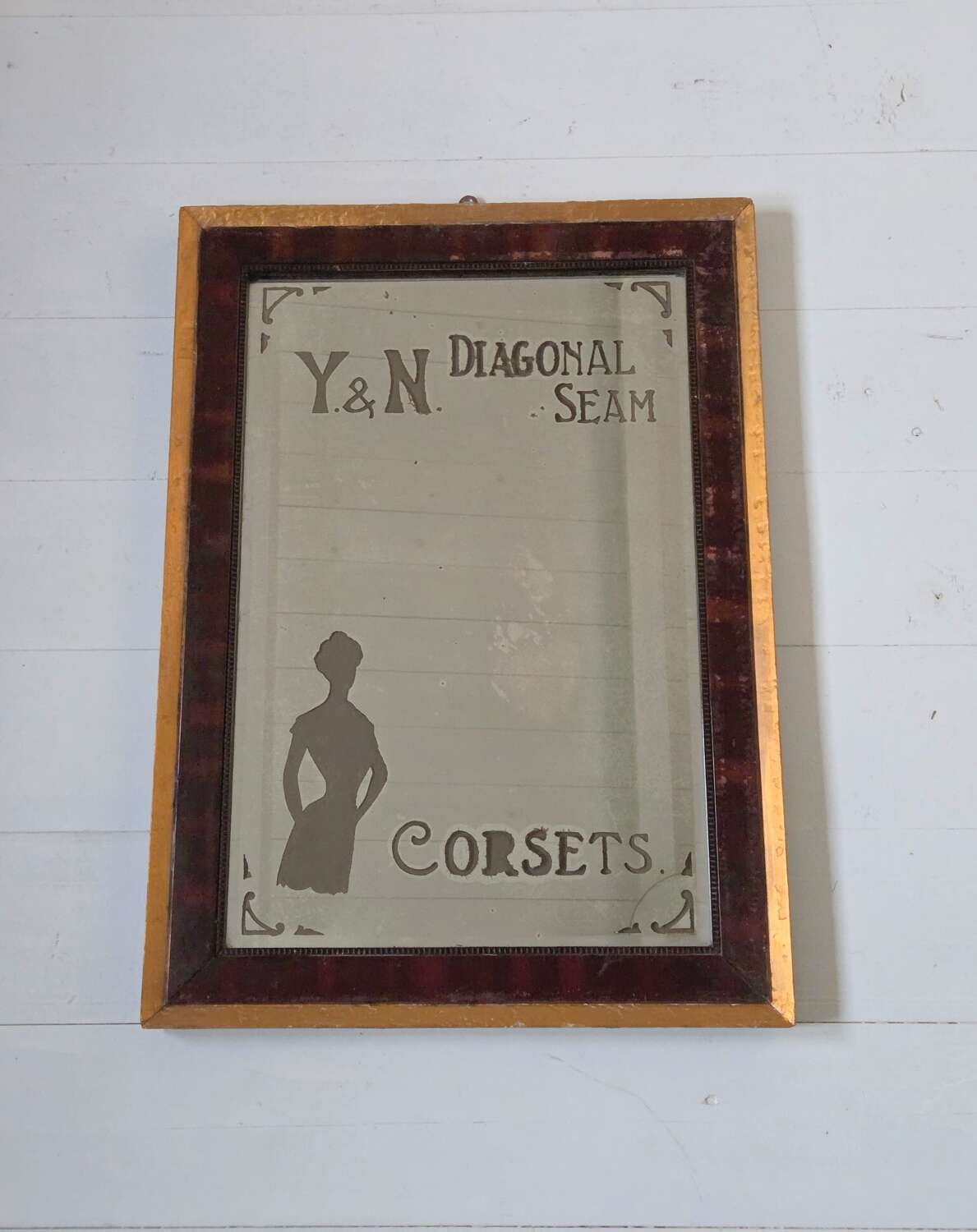 A Rare original Edwardian Y&N Diagonal Seam Corsets adveristing mirror c1910
