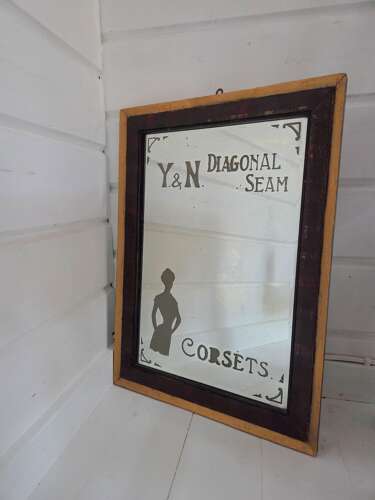 A Rare original Edwardian Y&N Diagonal Seam Corsets adveristing mirror c1910