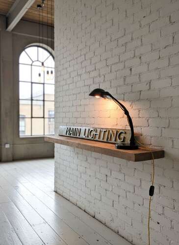 Mid 20th Century salvaged Industrial 'MAIN LIGHTING' sign
