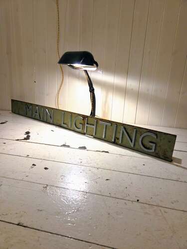 Mid 20th Century salvaged Industrial 'MAIN LIGHTING' sign