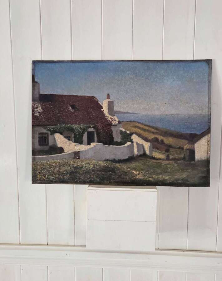 Early 20th Century oil on board Coastal Cottage study