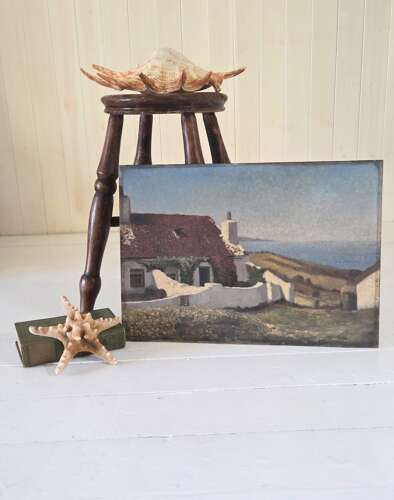 Early 20th Century oil on board Coastal Cottage study