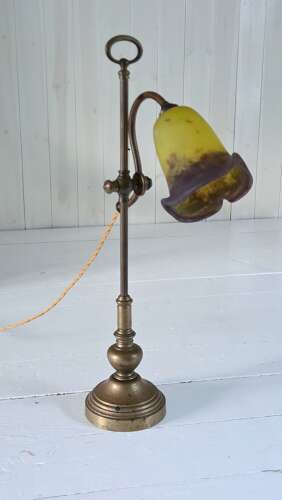 French Art Nouveau brass 'Student' Desk Lamp