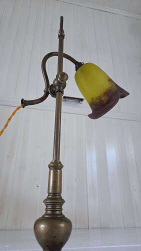 French Art Nouveau brass 'Student' Desk Lamp