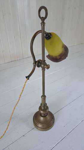 French Art Nouveau brass 'Student' Desk Lamp