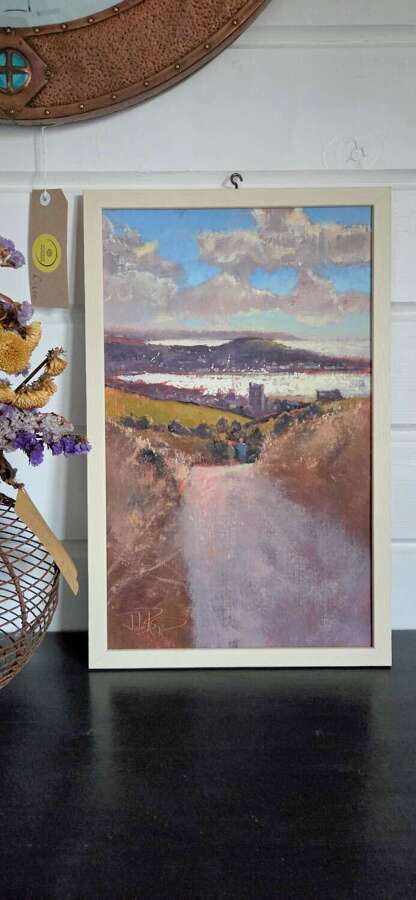 A view to a Coastal Village, oil on board. Signed John Boyd