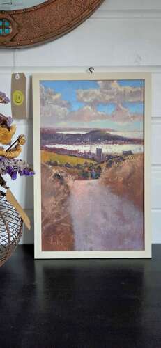 A view to a Coastal Village, oil on board. Signed John Boyd