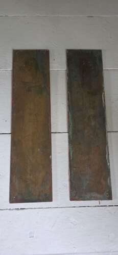 Early 20th century pair of patinated Brass door Fingerplates