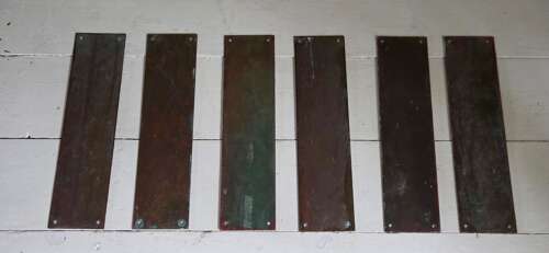 Early 20th century pair of patinated Brass door Fingerplates