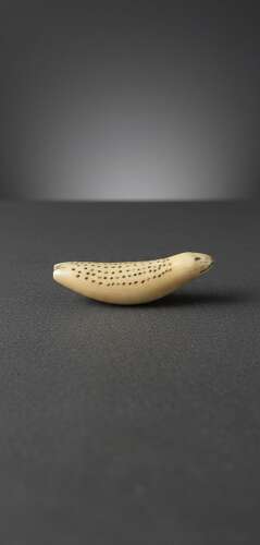 C1900 Inuit carved Walrus tusk Seal hunting amulet