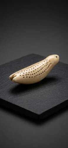 C1900 Inuit carved Walrus tusk Seal hunting amulet