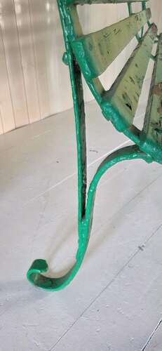 C1900 wrought iron and wooden slatted Garden Bench
