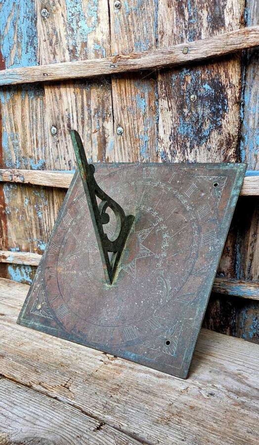 Large 19th Century Bronze engraved Sundial plate.