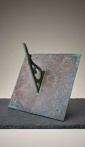 Large 19th Century Bronze engraved Sundial plate.