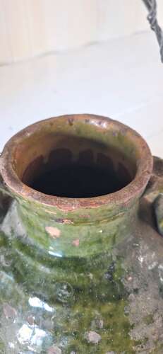 19th Century Anatolian Amphora half glazed terracotta water jug
