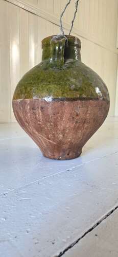 19th Century Anatolian Amphora half glazed terracotta water jug