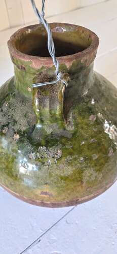 19th Century Anatolian Amphora half glazed terracotta water jug