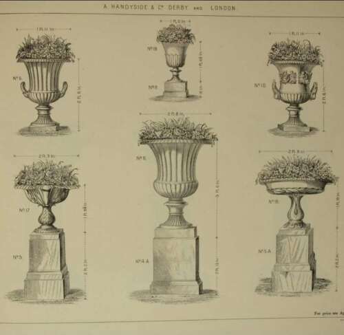 A pair of Andrew Handyside cast iron Lotus pattern garden Urns c1860