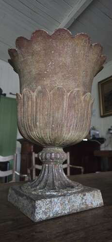 A pair of Andrew Handyside cast iron Lotus pattern garden Urns c1860