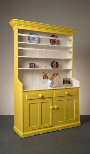 Late 19th Century Irish painted Pine Kitchen Dresser