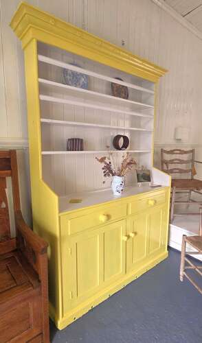 Late 19th Century Irish painted Pine Kitchen Dresser