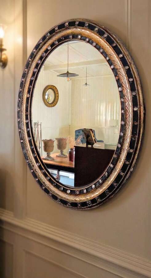 Large early 19th century Irish oval wall mirror