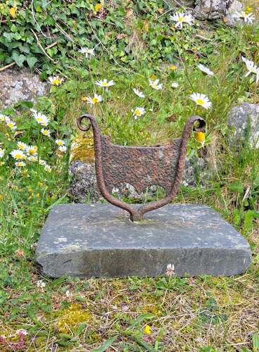Georgian Wrought Iron and Slate Boot Scraper