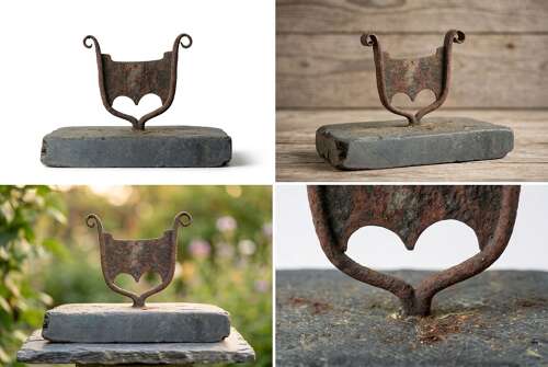 Georgian Wrought Iron and Slate Boot Scraper
