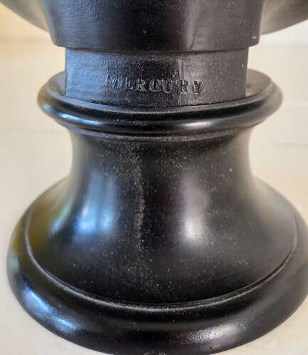 19th Century Wedgwood Black Basalt Library bust of Roman God Mercury