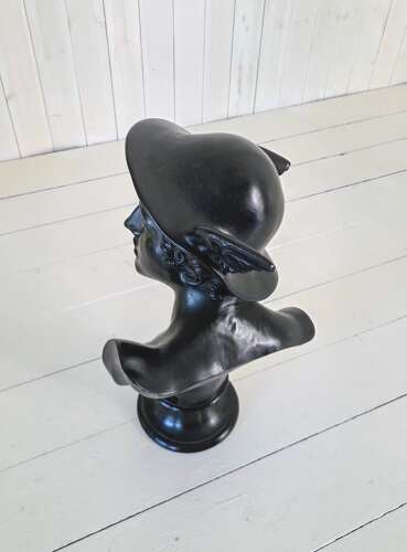 19th Century Wedgwood Black Basalt Library bust of Roman God Mercury