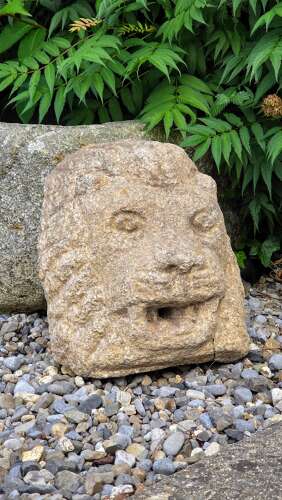 An early antique Irish carved Granite Lion Mask Spout
