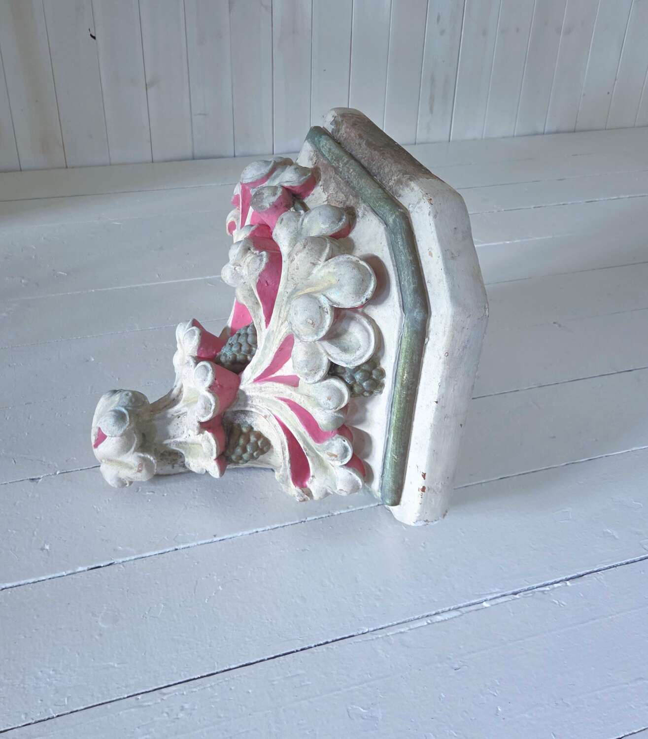 Large 19th Century French polychrome painted wall Corbel