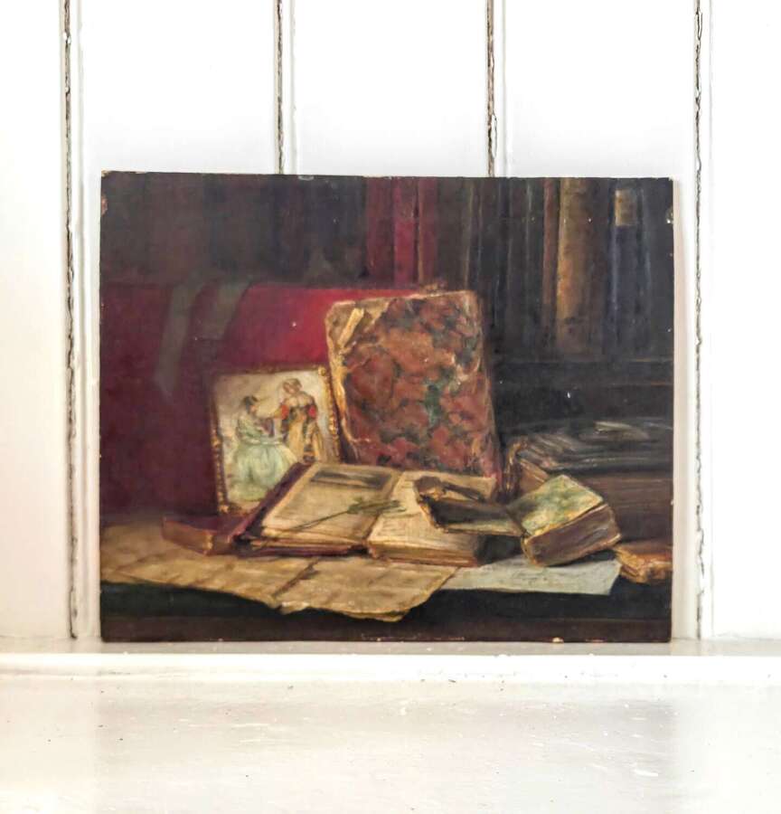 Early 20th Century oil on board Vanitas style still life